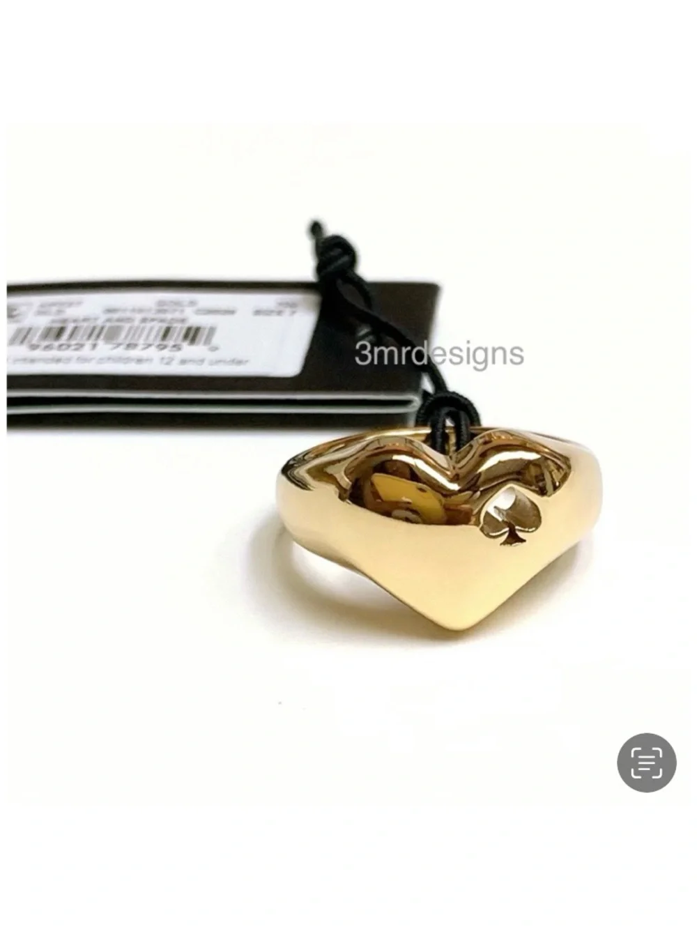 NWT Kate Spade ♠️ HEART & CUTOUT SPADE 12-K Gold Plated Signet Ring
